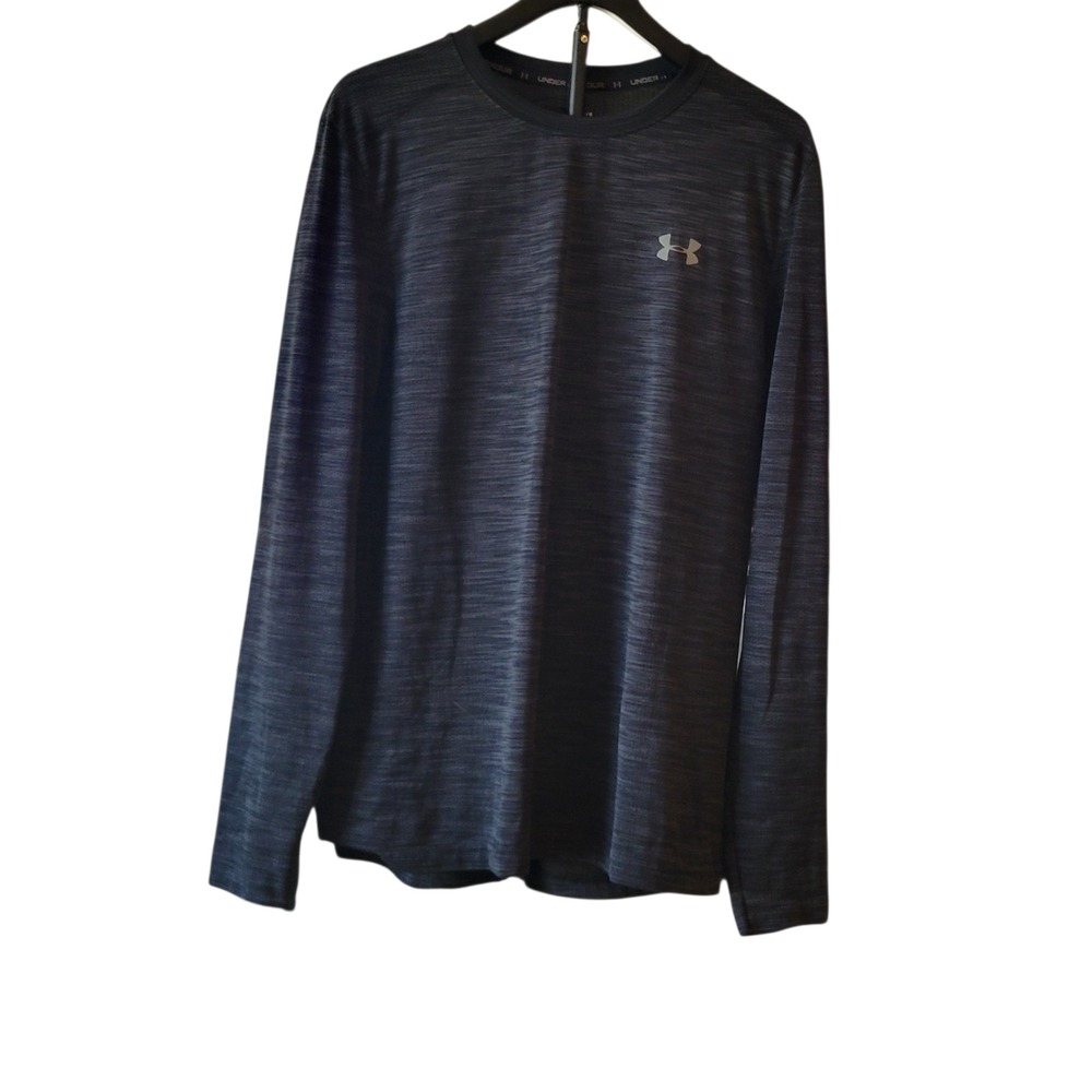 Under Armour Mens HeatGear Long Sleeve Shirt Sz Large Black Space Dye Fitted